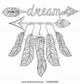 Boho Coloring Pages Feathers Adult Shutterstock sketch template