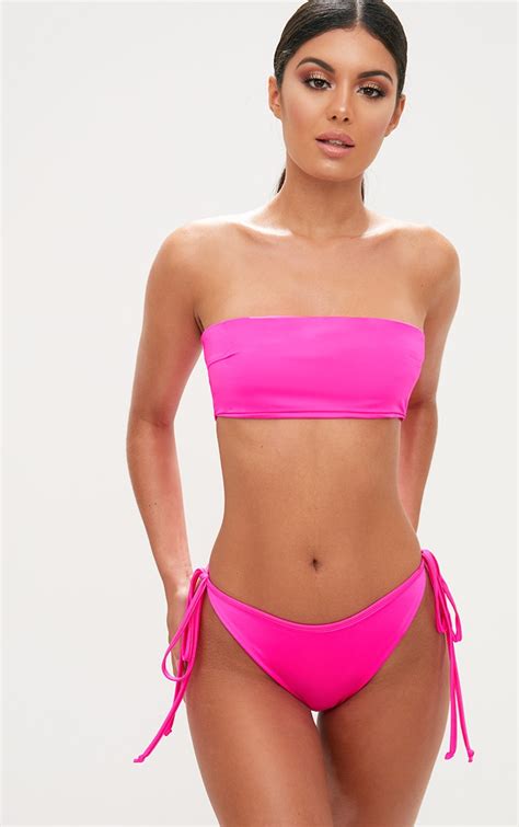 pink bandeau bikini top swimwear prettylittlething usa