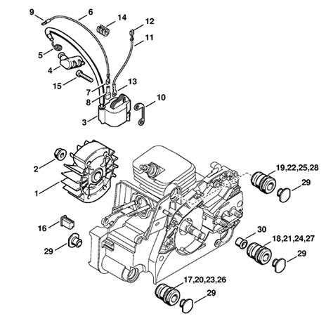 stihl ms  chainsaw msz parts diagram ignition system