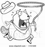 Lasso Clipart Coloring Beaver Swinging Happy Cartoon Cory Thoman Outlined Vector Rodeo Chubby Dog 2021 Template Clipartof sketch template