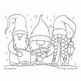Gnome Gnomes Carolers Coloringbliss sketch template
