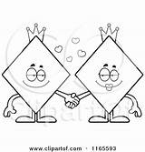 King Card Holding Queen Diamond Hands Mascots Suit Clipart Cartoon Cory Thoman Outlined Coloring Vector sketch template