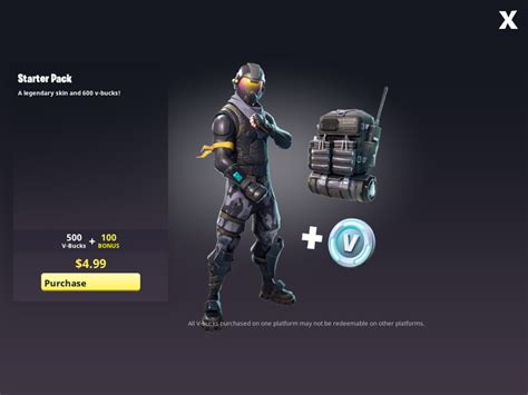 fortnite introduces starter pack   bucks  outfit itech