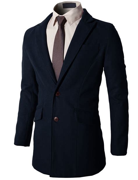 mens basic single coat outpocket peaked lapel  handkerchief pocket