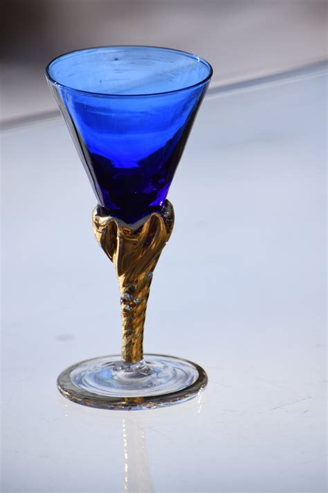 Vintage Cobalt Blue Gold Twisted Wine Cordials ~ After Dinner Drink