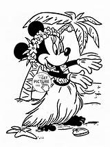 Coloring Hawaii Pages Disney Kids Minnie Popular Girls sketch template