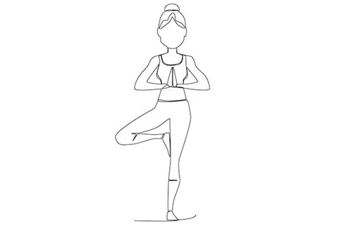 premium vector  shaped young woman  tree pose yoga pose  art