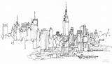 Skyline Drawing City York Outline Line Cityscape Nyc Sketch Coloring Drawings Pages Pen Ink Landscape Tumblr Pencil Sketches Simple Easy sketch template
