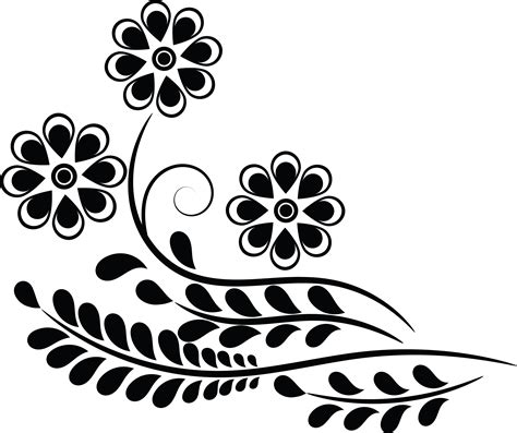 simple flower design clip art black  white