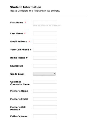 student information  parent contact form template jotform
