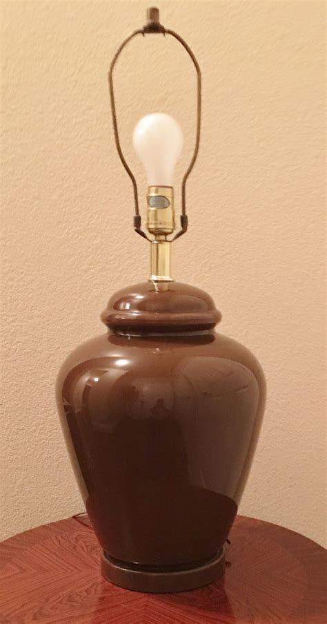 vintage mid century ginger jar table lamp ceramic lighting brown x