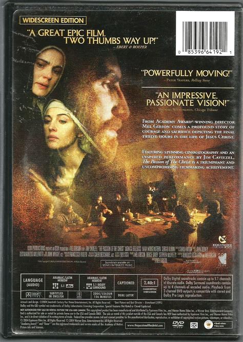 The Passion Of The Christ Jim Caviezel By Mel Gibson Dvd 2004