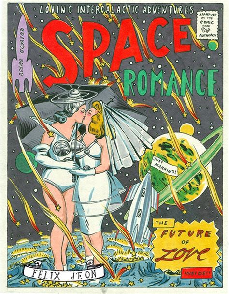 Space Romance Art Print Lesbian Wedding Gay Love And Romance