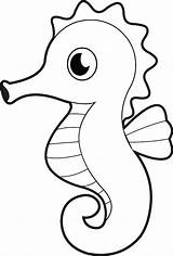 Seahorse Outline Clipart Cute Cartoon Drawing Animals Clip Coloring Purple Blue Pages Sea Line Horse Kids Owl Classroomclipart Easy Animal sketch template