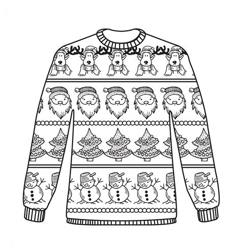 printable ugly sweater coloring page