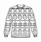 Christmas Sweater Ugly Coloring Sheets Colouring Jumper Template Pages Jumpers Sweaters Xmas Sheet Color Clip Fashion Drawing Printables Winter Holiday sketch template