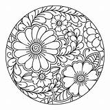 Outline Round Coloring Floral Pattern Vector Book Premium Pages Flower Freepik Choose Board sketch template