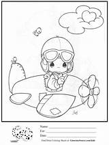 Coloring Pilot Precious Moments Pages Kids Printable Hat Airplane Template Sheet Momentos Preciosos Cartoon sketch template