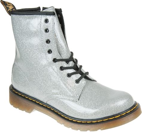 dr martens  youth delaney silver glitter  girls boots humphries shoes