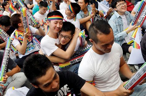 joyous scenes in taipei as taiwan becomes first country in asia to recognise same sex marriage