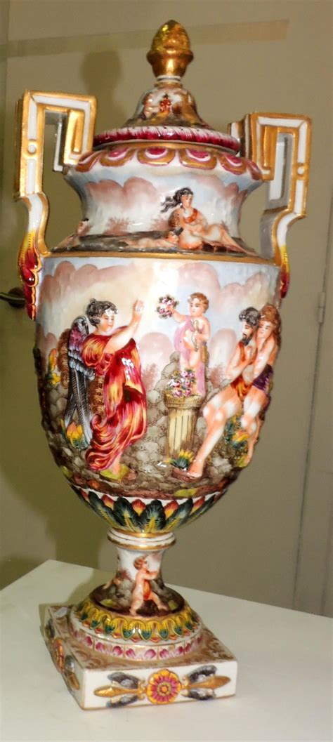 sold price vase  top capodimonte porcelain  classic scene height  cm september