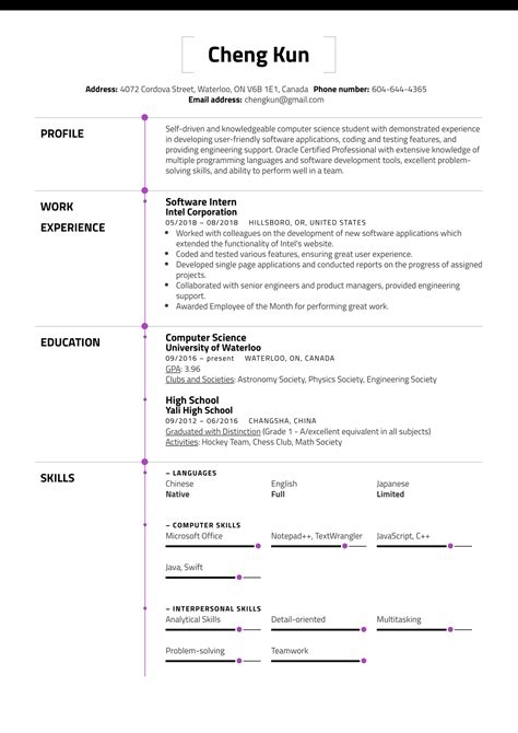 university student resume template kickresume