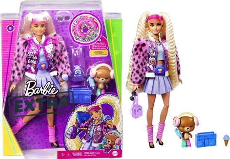 barbie extra doll   varsity jacket  furry arms  pet teddy