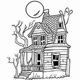Haunted House Coloring Pages Printable Ghosts Mansion Online Top sketch template