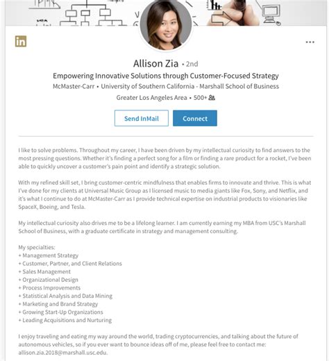 linkedin  section examples akatrend