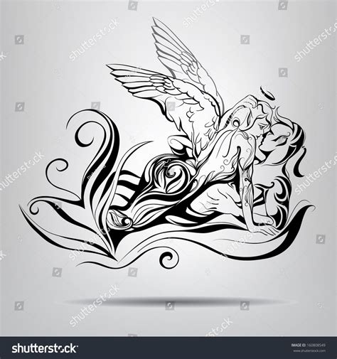 angel and demon with elements of vegetation vector