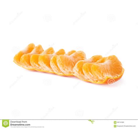 Line Of Fresh Juicy Tangerine Fruit Isolated Over Stock Image Image