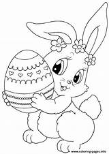 Coloring Easter Cute Pages Rabbit Adorable Printable sketch template