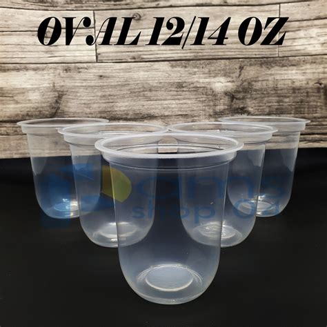 jual cup plastik minuman oval  oz gelas plastik bening oval