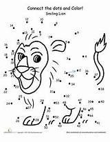 Dot Printables Dots Grade Connect Lion Worksheets First Math Worksheet Kids 1st Preschool Pages Coloring Number Printable Education Color Animals sketch template