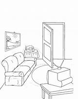 Room Living Coloring Pages Getcolorings Color sketch template