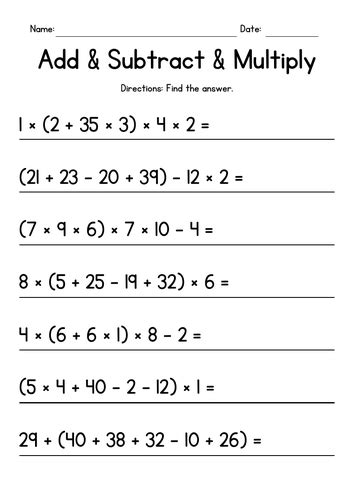 order  operations add subtract multiply teaching resources