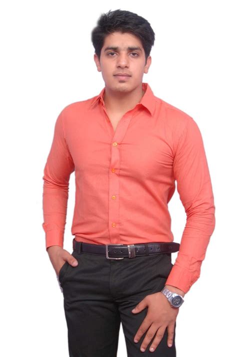 Buy Rosewear Men S Orange Full Sleeves Formal Shirt Online ₹499 From