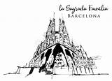 Sagrada Illustrativo Spagna Barcellona Zeichnende Skizzenillustration Spanien Basilica sketch template