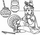 Krishna Coloring Pages Baby Lord Butter Print Getcolorings Printable sketch template