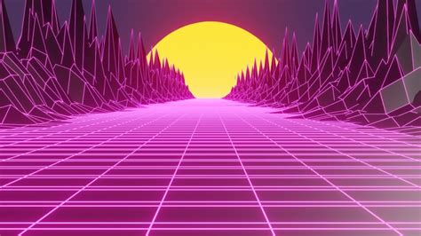 synthwave 80s style animation background stock footage