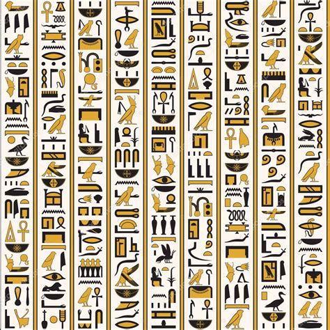 egyptian hieroglyphs yellow black color seamless stock vector image  cartyup