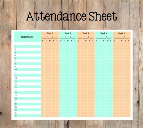 teacher attendance sheet etsy attendance sheet attendance chart