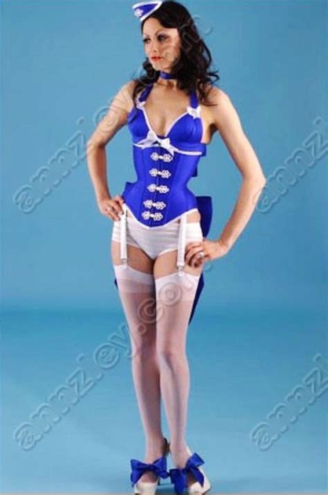 Annzley Corset Custom Sex Ladies Strapless Blue Burlesque Corset