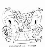 Castle House Bouncy Clipart Playing Children Cartoon Vector Outlined Happy Visekart Drawing Royalty Bounce Coloring Sheet Getdrawings Illustration sketch template
