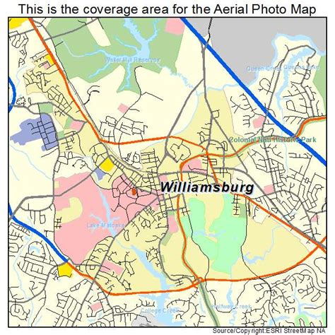aerial photography map  williamsburg va virginia