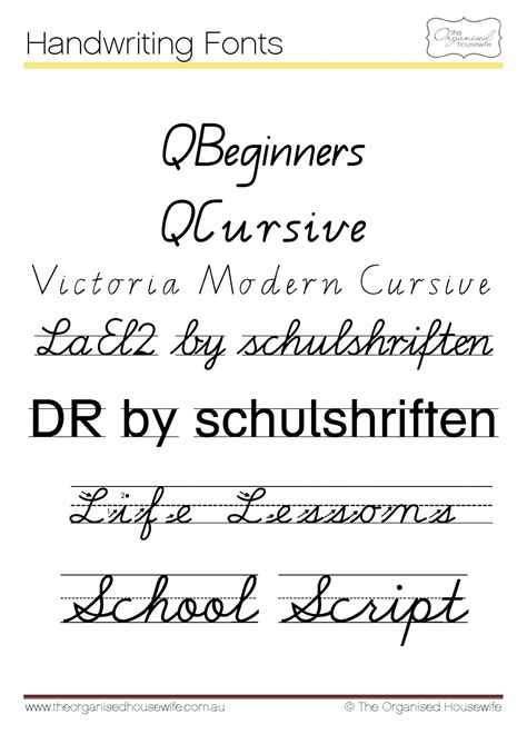 fonts   kids  write qld cursive  organised housewife