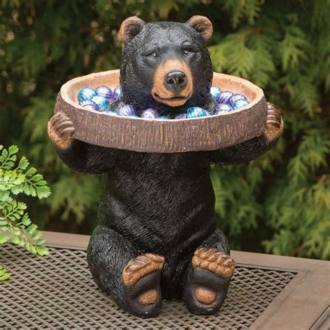 bear holding tray birdbathfeeder garden sculpture bits  pieces