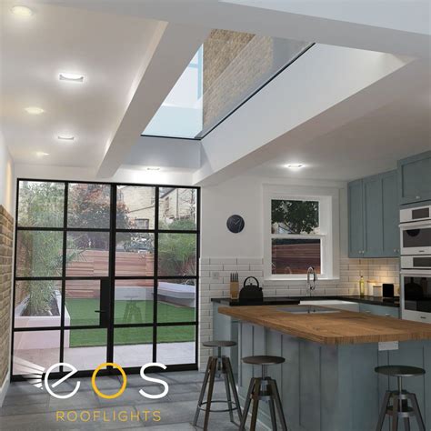 fixed rooflights fixed flat roof glass rooflights eos skylight design kitchen extension