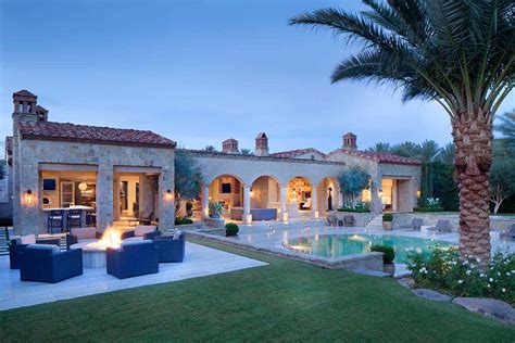 northern italian style villa surrounded   inviting desert oasis