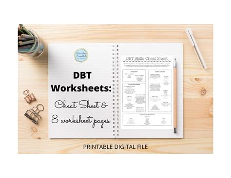 dbt cheat sheet worksheet packet dbt skills dbt worksheets